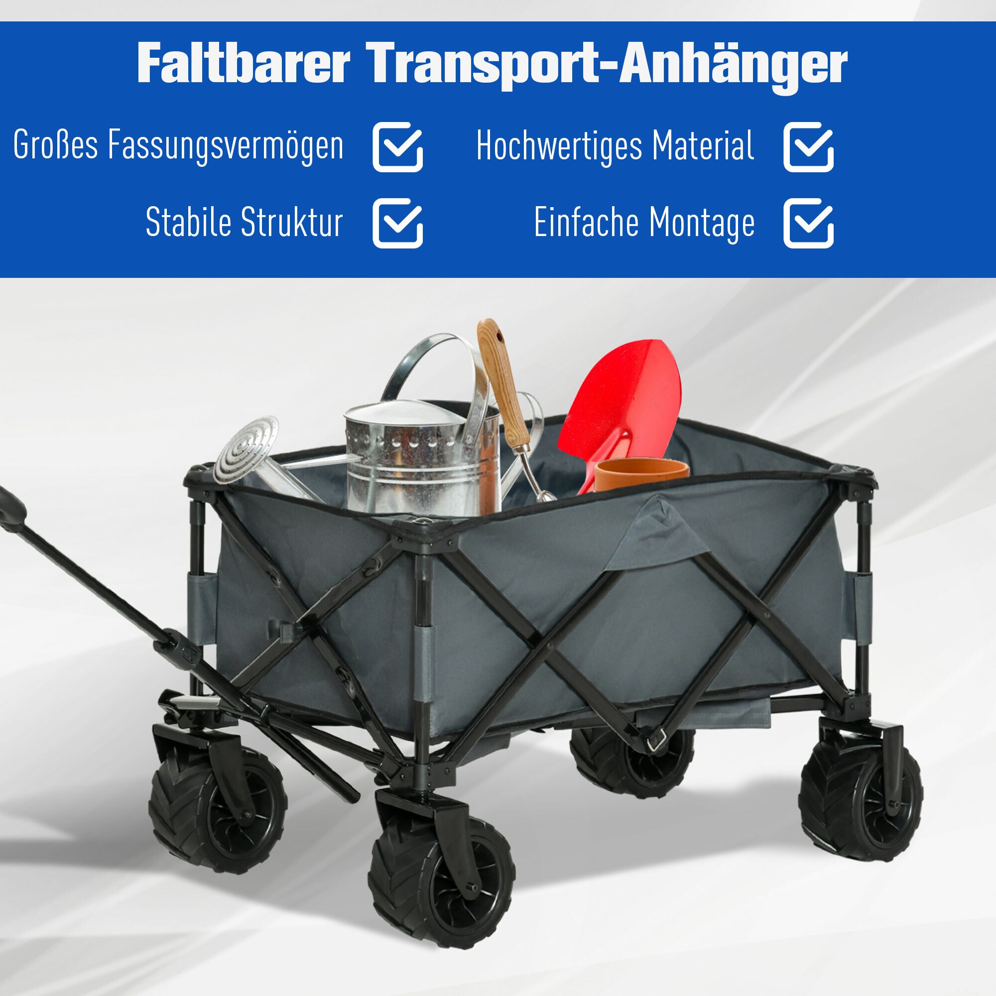 Outsunny Gerätewagen Geräumiges Design, das bis zu 70 kg tragen kann 108L x 53B x 59-89H cm (LxBxH)
