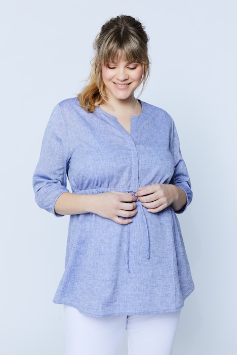 Bellieva-Bluse, A-Line, elastische Taille, 3/4-Ärmel, Biobaumwolle, GOTS