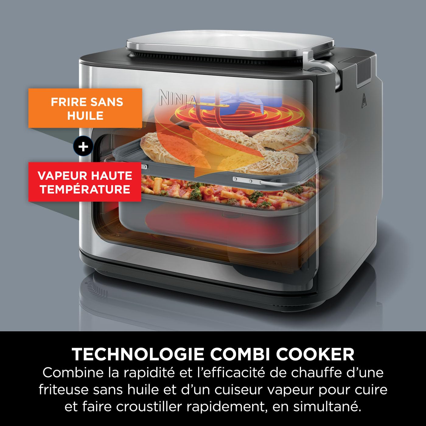 Ninja Combi 12-en-1 Multi-Cuiseur, Four & Friteuse sans huile, 12 Fonctions de Cuisson, Repas de Taille Familiale en 15 Minutes*, avec Plateau de Cuis