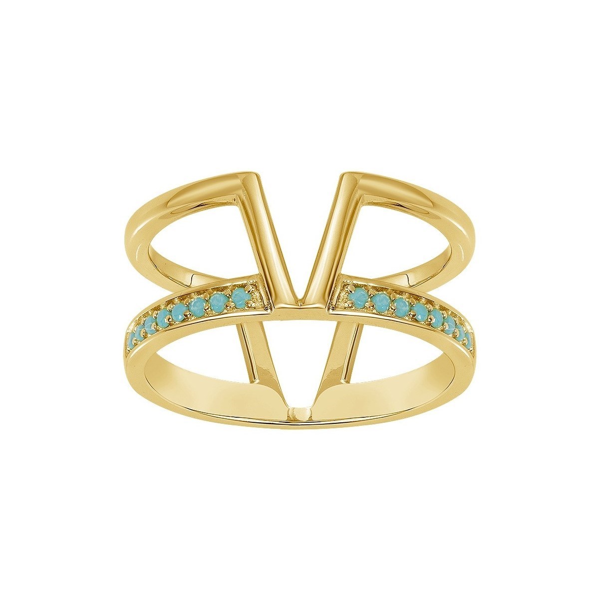 Bague en Plaqué or et pierre de couleur - jaune brillant