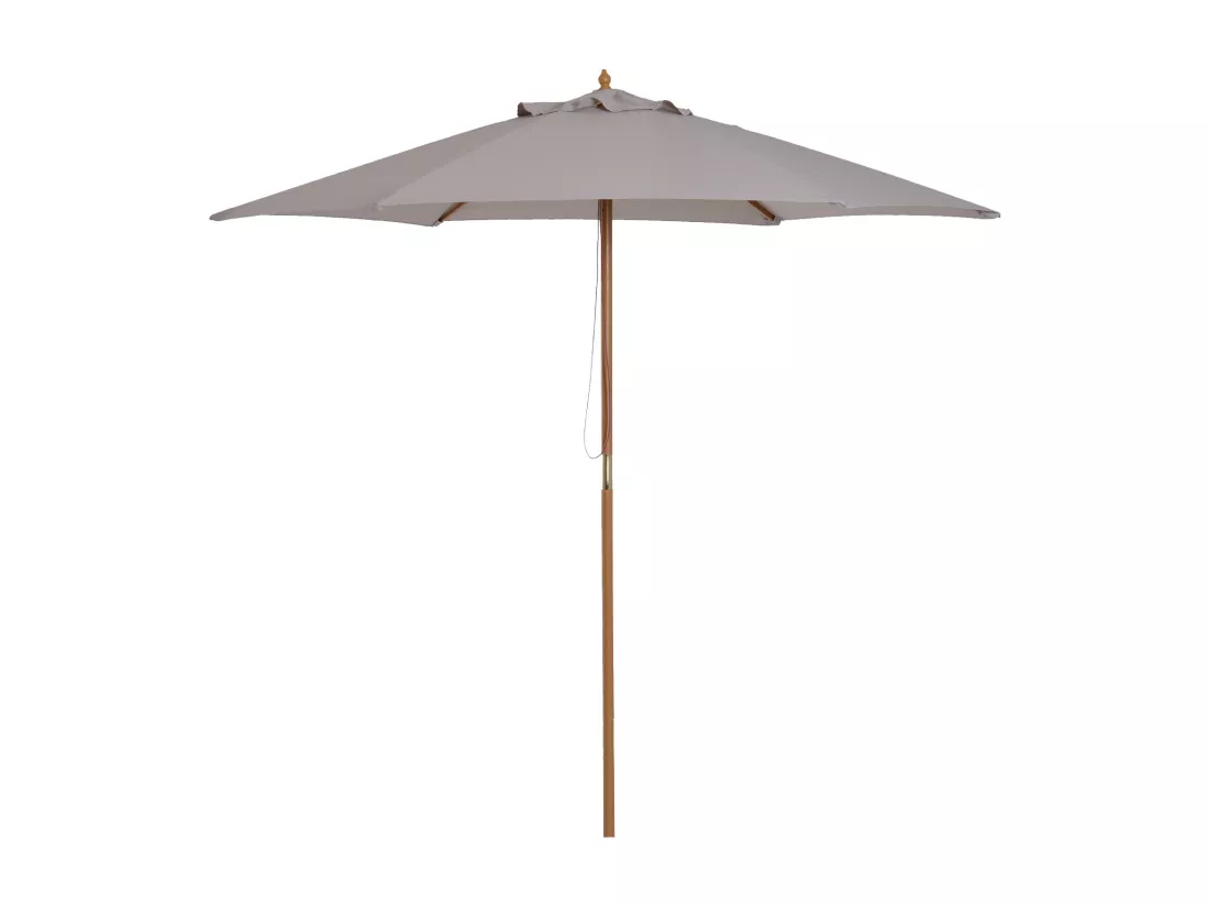 Parasol droit hexagonal de jardin grande taille dim. Ø 2,5 x 2,3H m bambou polyester gris