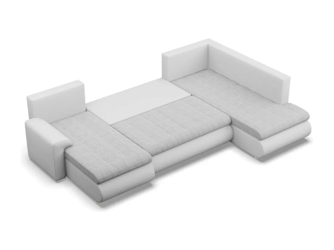 Canapé d'angle en U avec fonction sommeil, Ottoman, Gris + Gris