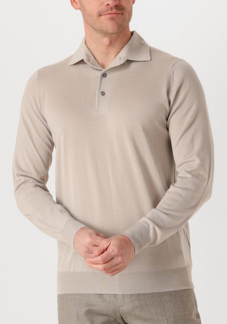 beige filippo de laurentiis trui polo ml paramontura r.merino