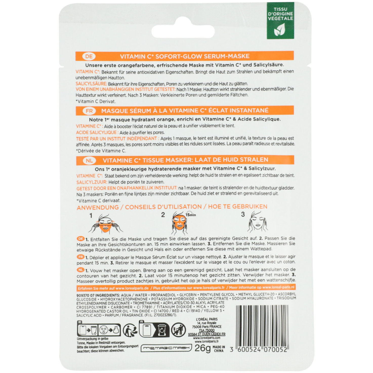 L'Oréal Paris Revitalift Clinical Vitamin C Sofort-Glow Serum-Maske