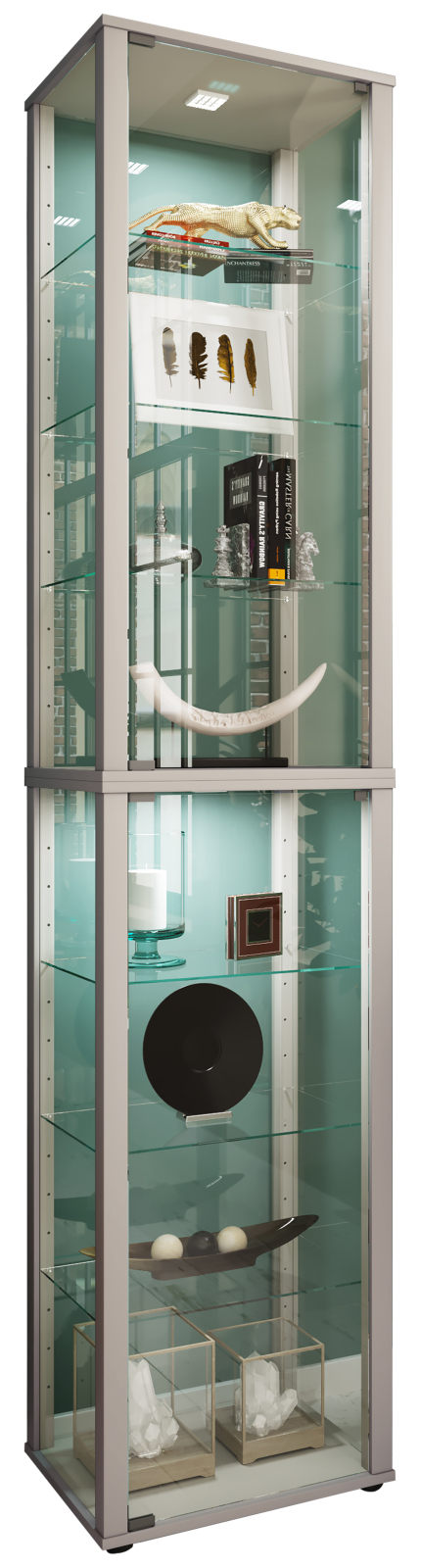 Vitrine KAVISA XL - silber - 227 cm hoch