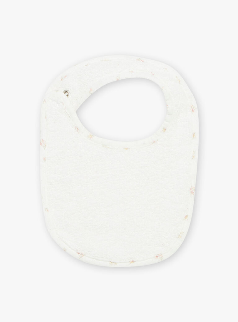 Bavoir vanille à imprimé fleuri en double gaze de coton