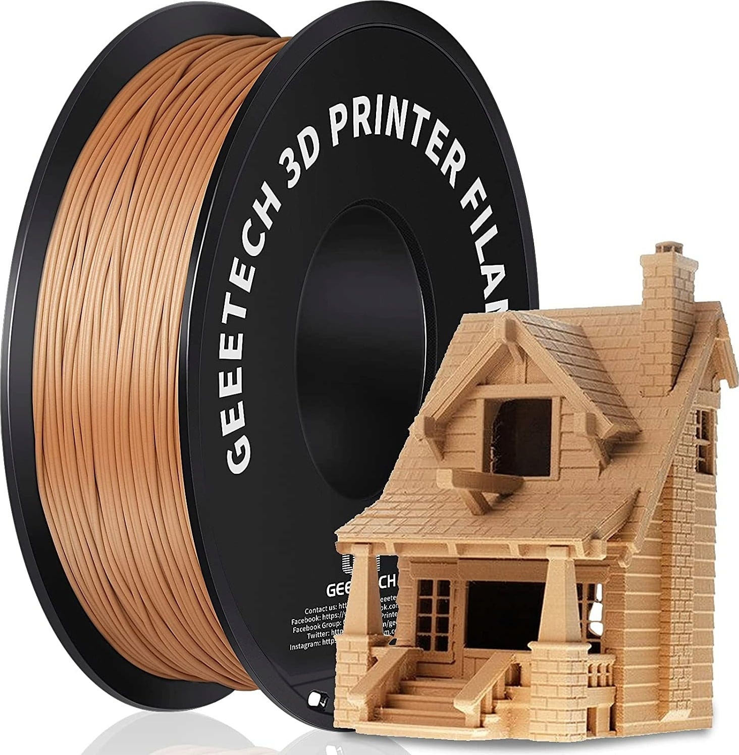 GEEETECH  PLA Wood Black Walnut, 1,75 mm / 1000 g    Leicht druckbares Holzfilament mit geringen Fertigungstoleranzen