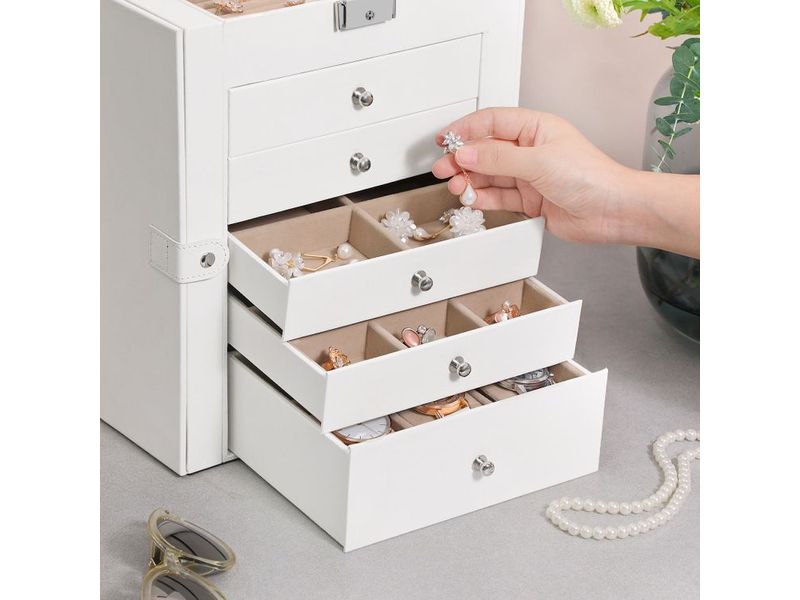 Songmics Schmuckschatulle 15.5 cm, Weiss Schmuck-Organizer
