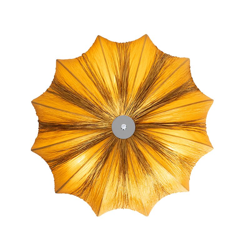 Japandi plafondlamp goud zijden 52cm 3-lichts - Plu