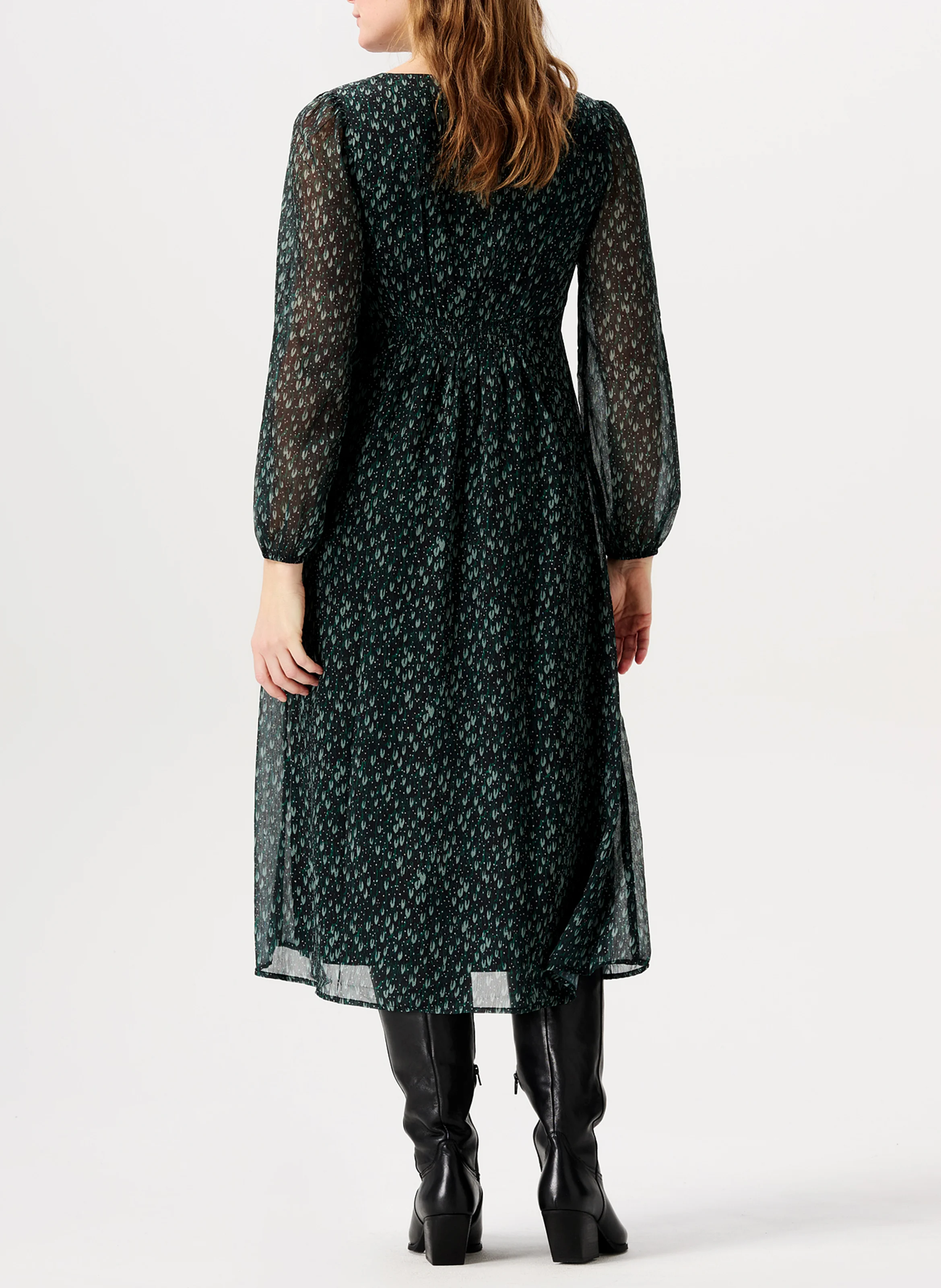FOSHAN - Robe de grossesse col V imprimée| Vert