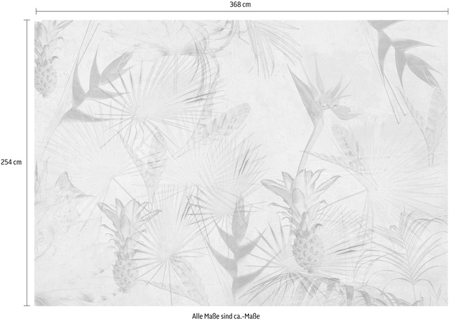 Komar Fototapete »Tropical Concrete - Grösse 368 x 254 cm« bedruckt glatt Wohnzimmer, Schlafzimmer