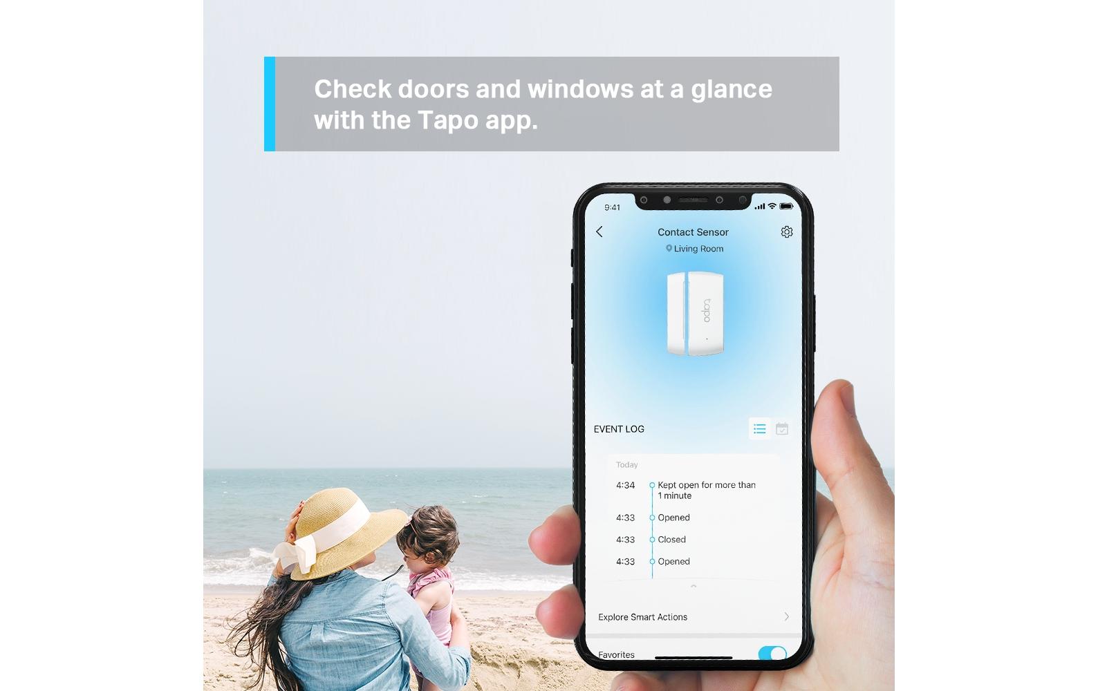 Smart-Kontaktsensor Tapo T11024/7-Erkennung von Türen und Fenstern