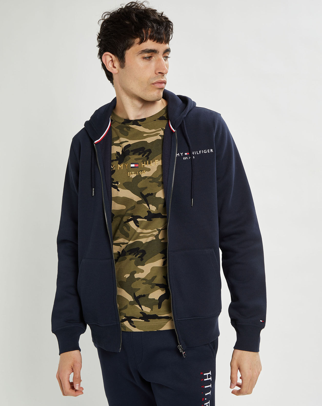 Tommy Hilfiger Sweat à capuche zippé Tommy Logo bleu marine