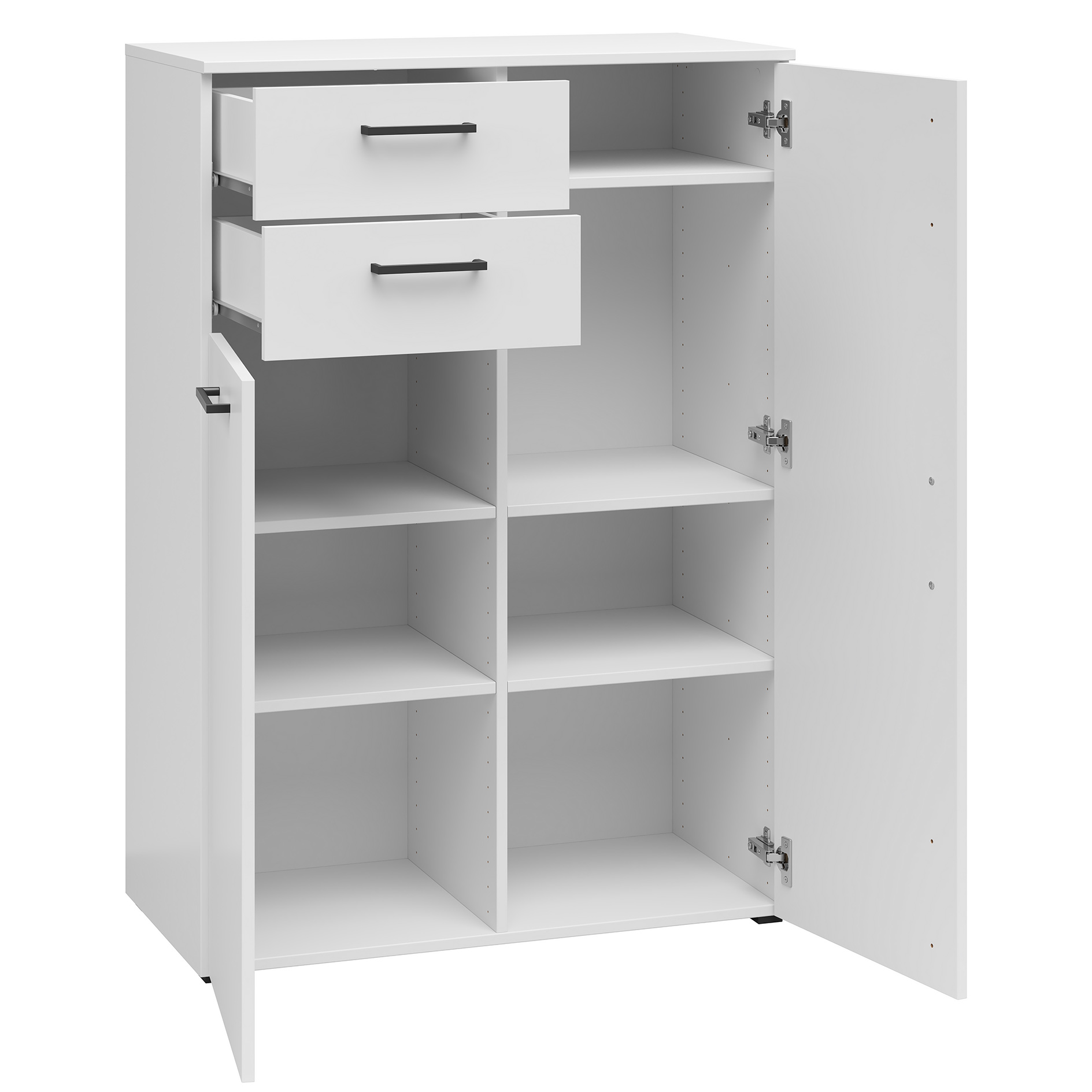Kommode - weiß - 2 Türen - 2 Schubkästen - 80 cm