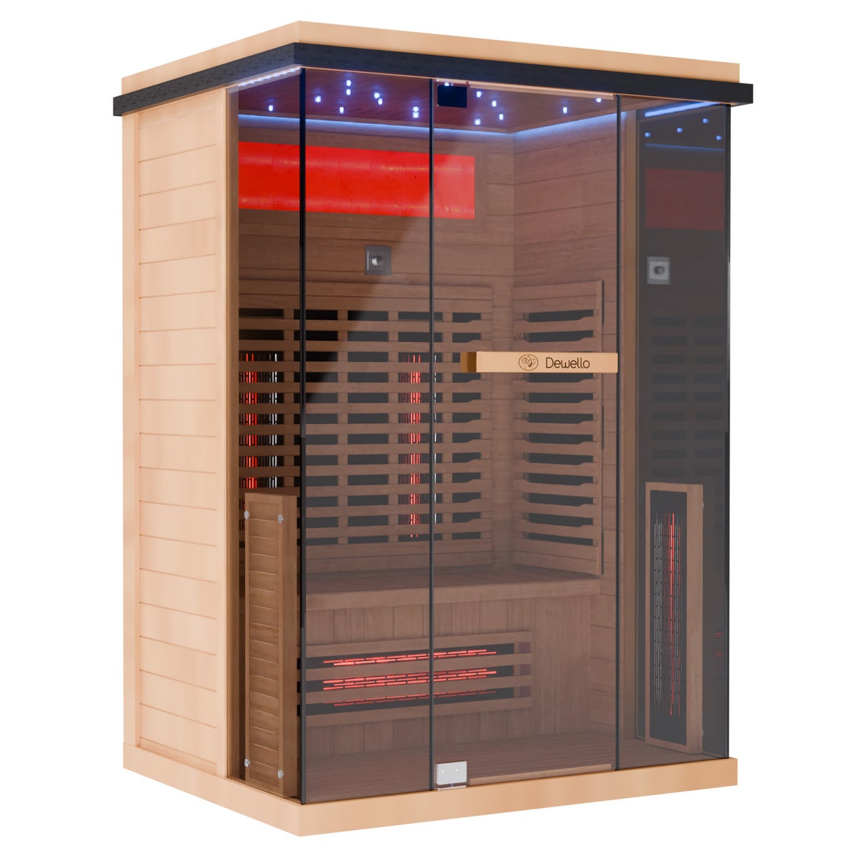Dewello® Infraroodcabine Infraroodsauna KENORA 130cm x 105cm incl. 5 full spectrum emitters, 3 koolstof emitters, LED