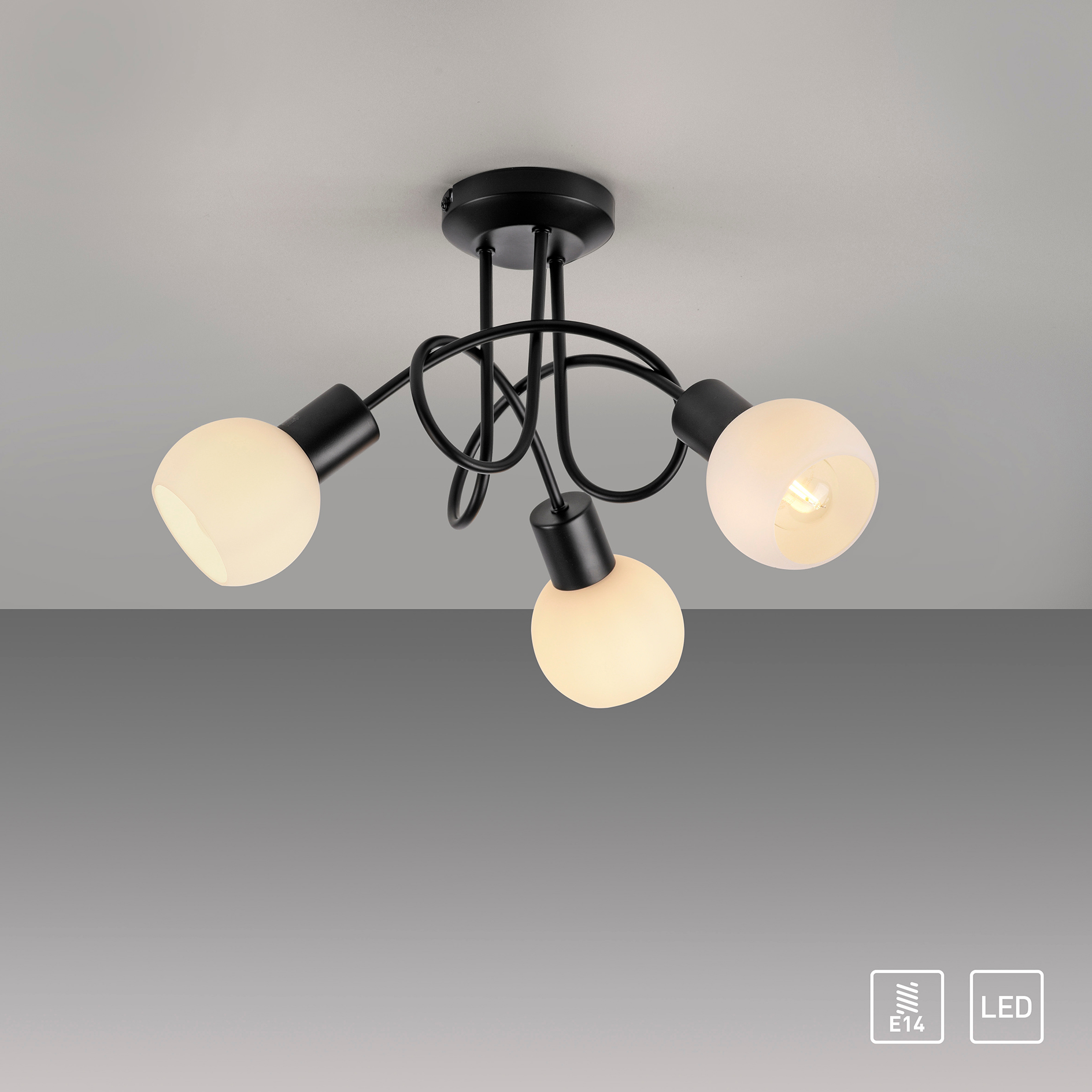 LED-Deckenleuchte - schwarz - 3-flammig