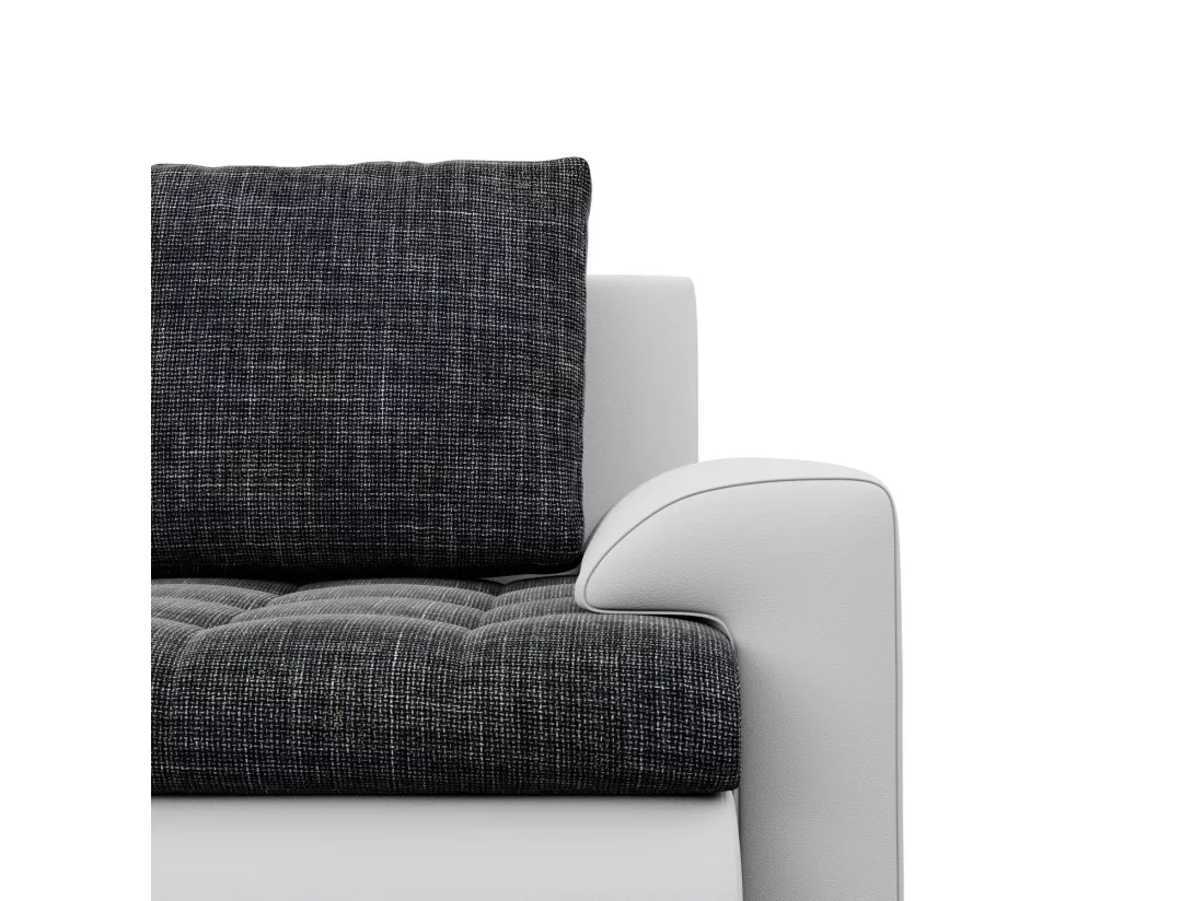 Canapé d'angle en U avec fonction sommeil, 2 méridiennes, Noir + Gris