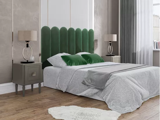 Panneaux muraux tête de lit - 210 cm - Velours - Vert - JAPI de Pascal Morabito