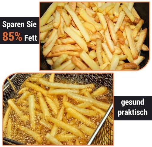 Airfryer XXL 12L mit Rotisserie Grill, Heißluftfritteuse Groß wie Backofen, LED Touch, 360° Umluft, Inkl. 2 Grillspieße & Zubehör, Gesund & Energiesparend Kochen für Großfamilien, Schwarz