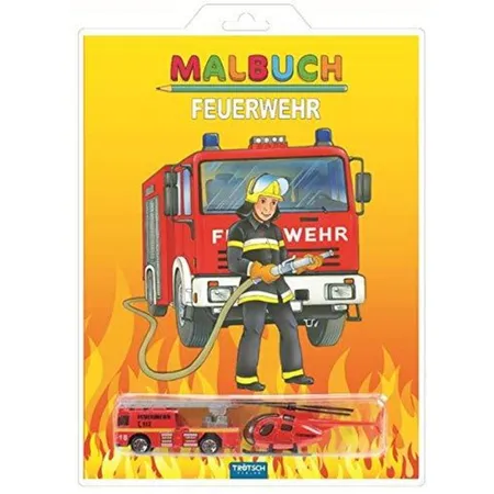 Trötsch Malbuch Feuerwehr mit Leiterwagen und Hubschrauber