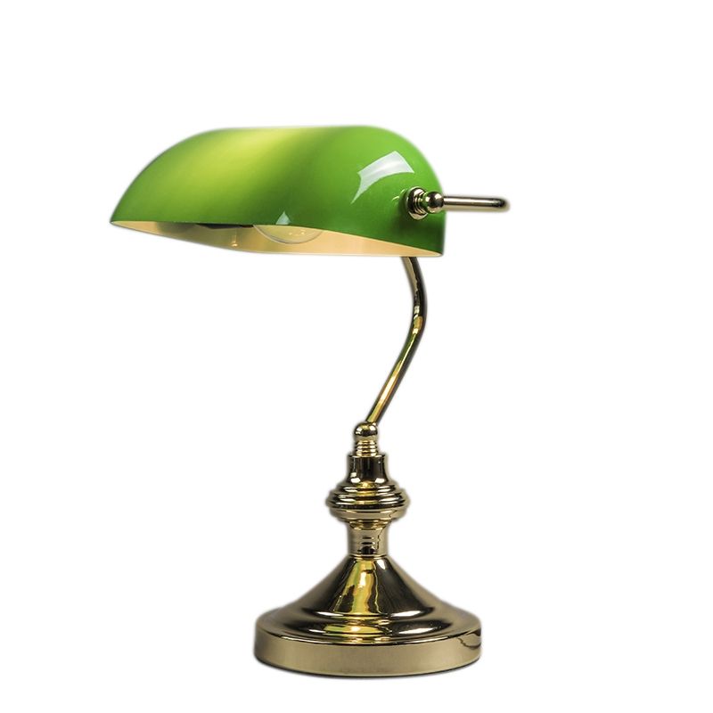 Klassieke tafellamp/notarislamp messing met groen glas - Banker