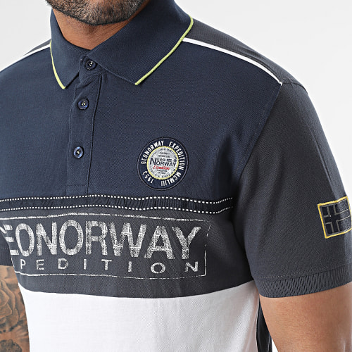 Polo Manches Courtes Bleu Marine Blanc