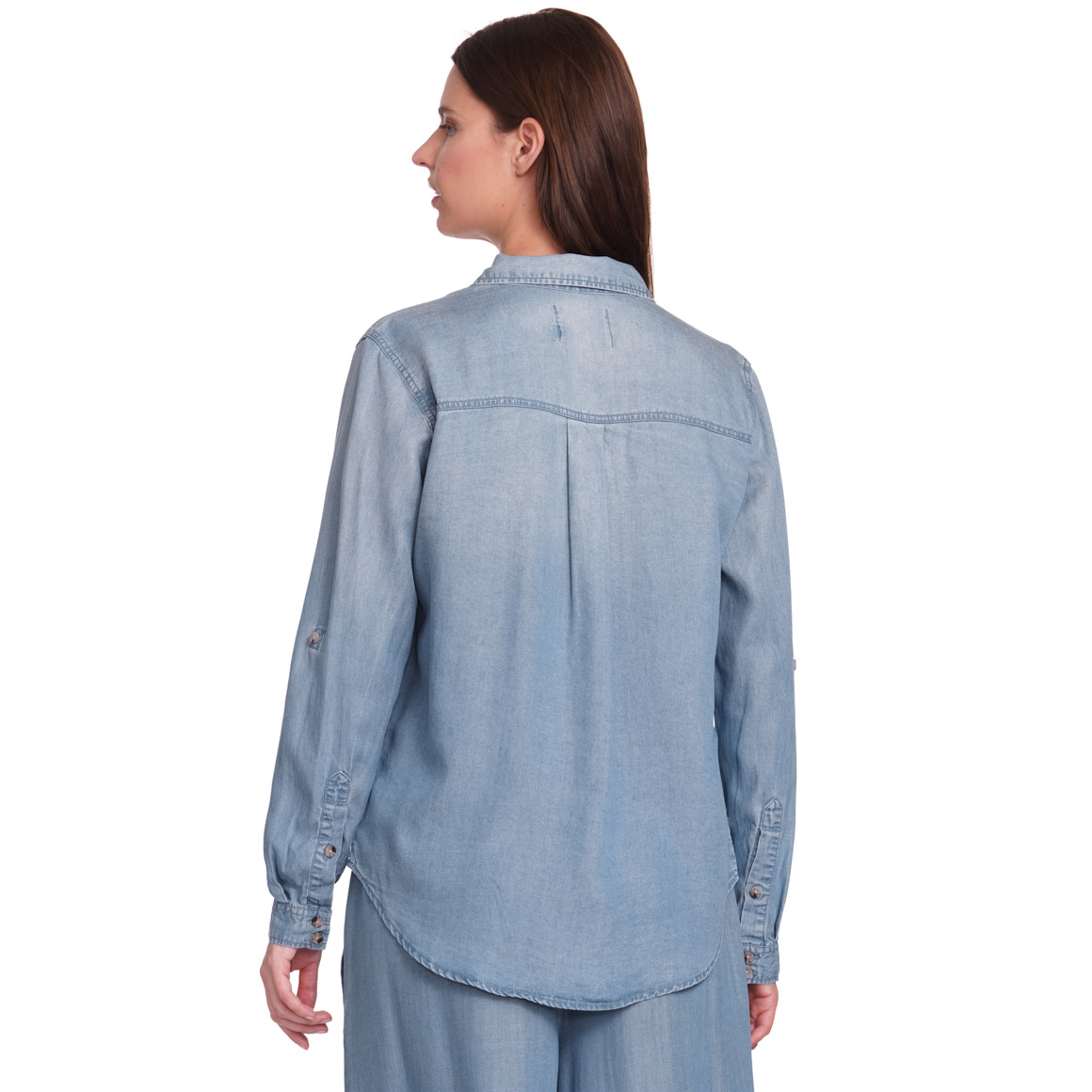 Gina Benotti Damen Hemdbluse mit Turn-up-Ärmeln blau