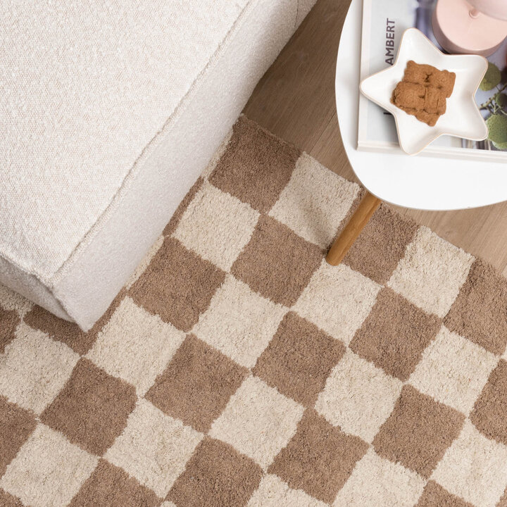 Retro vloerkleed - Gambit Beige/Wit