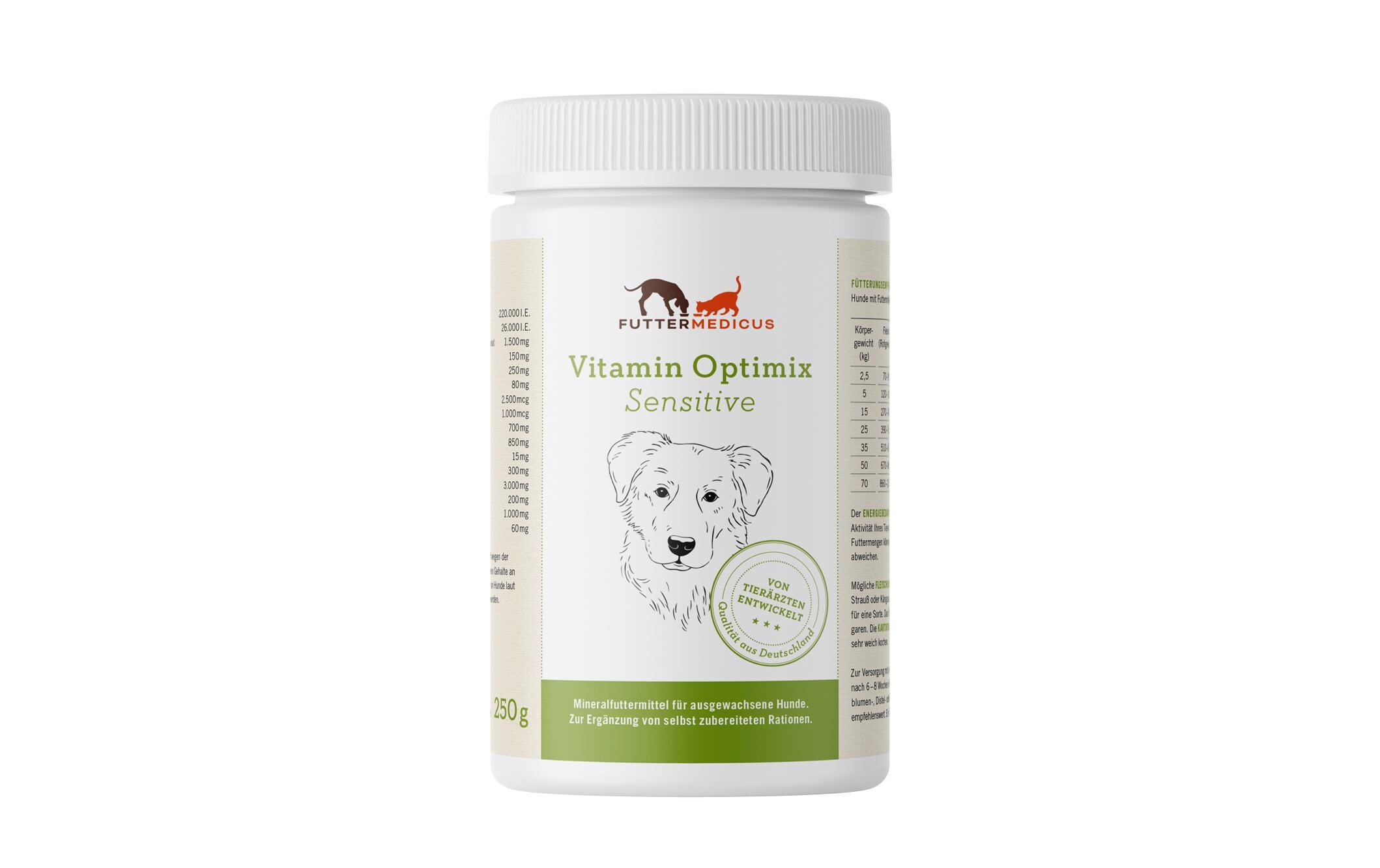 Hunde-Nahrungsergänzung Sensitive Vitamin-Optimix, 250 gErgänzungsfuttermittel für Hunde