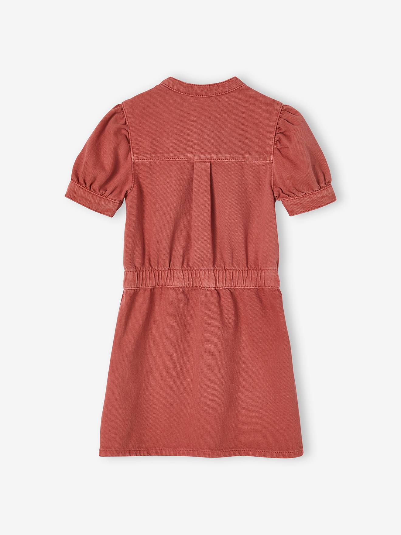 Vestido de argila para menina com zíper e mangas bufantes.