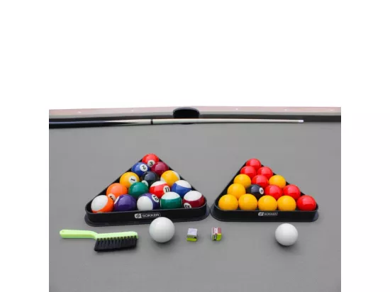 Billard Américain convertible table 4places KITBILL 5FT - 183 x 102 x 78 cm Plateau dînatoire et accessoires inclus - Beige