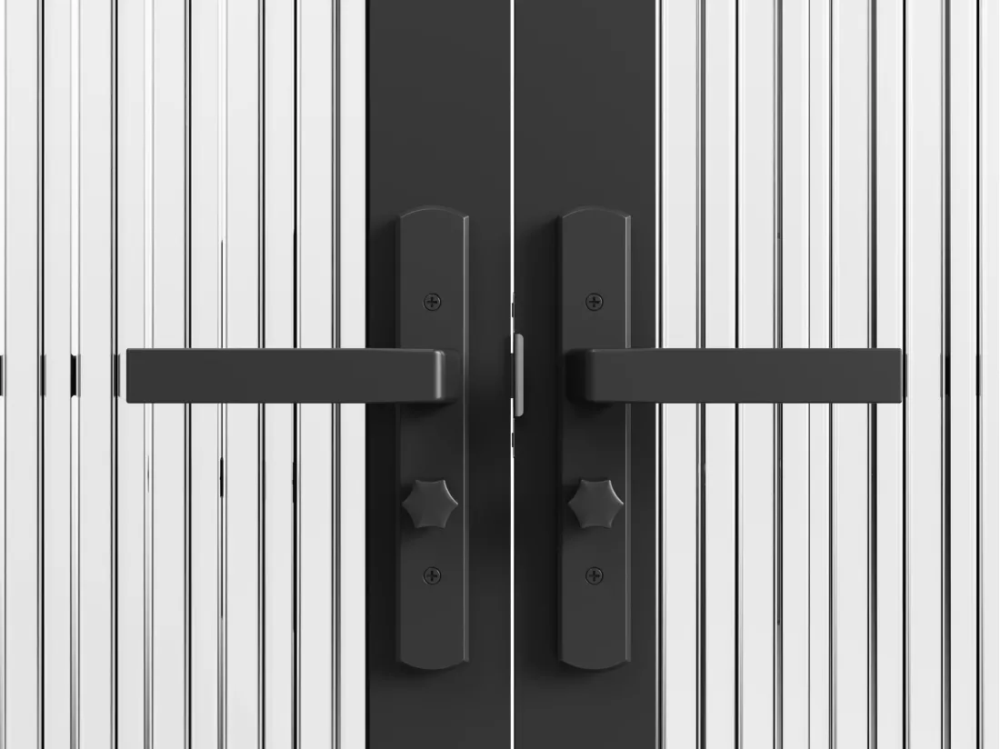 Bloc porte réversible à deux battants en aluminium et verre texturé - 2 x H204 x L93 cm - Noir - MASERU