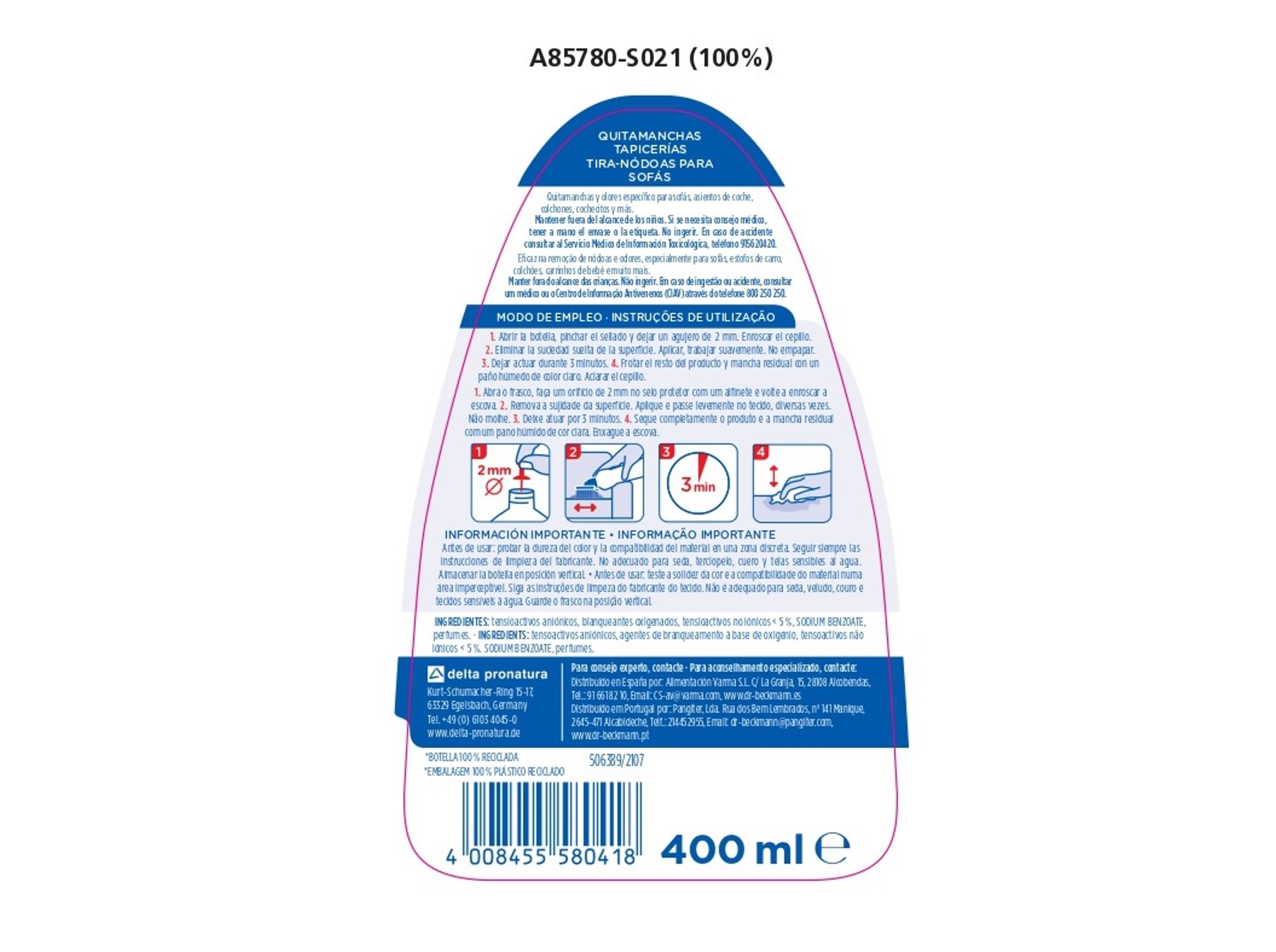 TIRA NÓDOAS DR.BECKMANN LIMPA ESTOFOS 400 ML