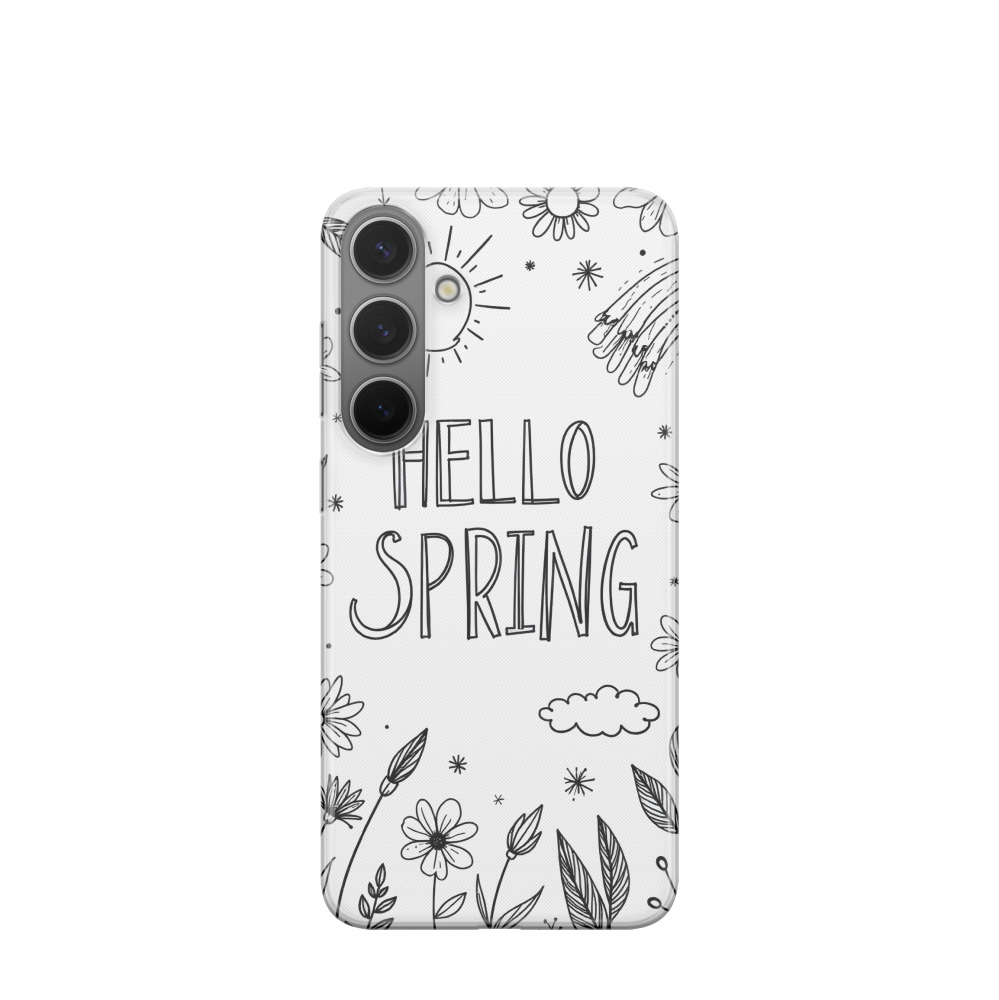 Samsung Galaxy S24 Plus Gummi Hülle Hallo Frühling - Schwarz