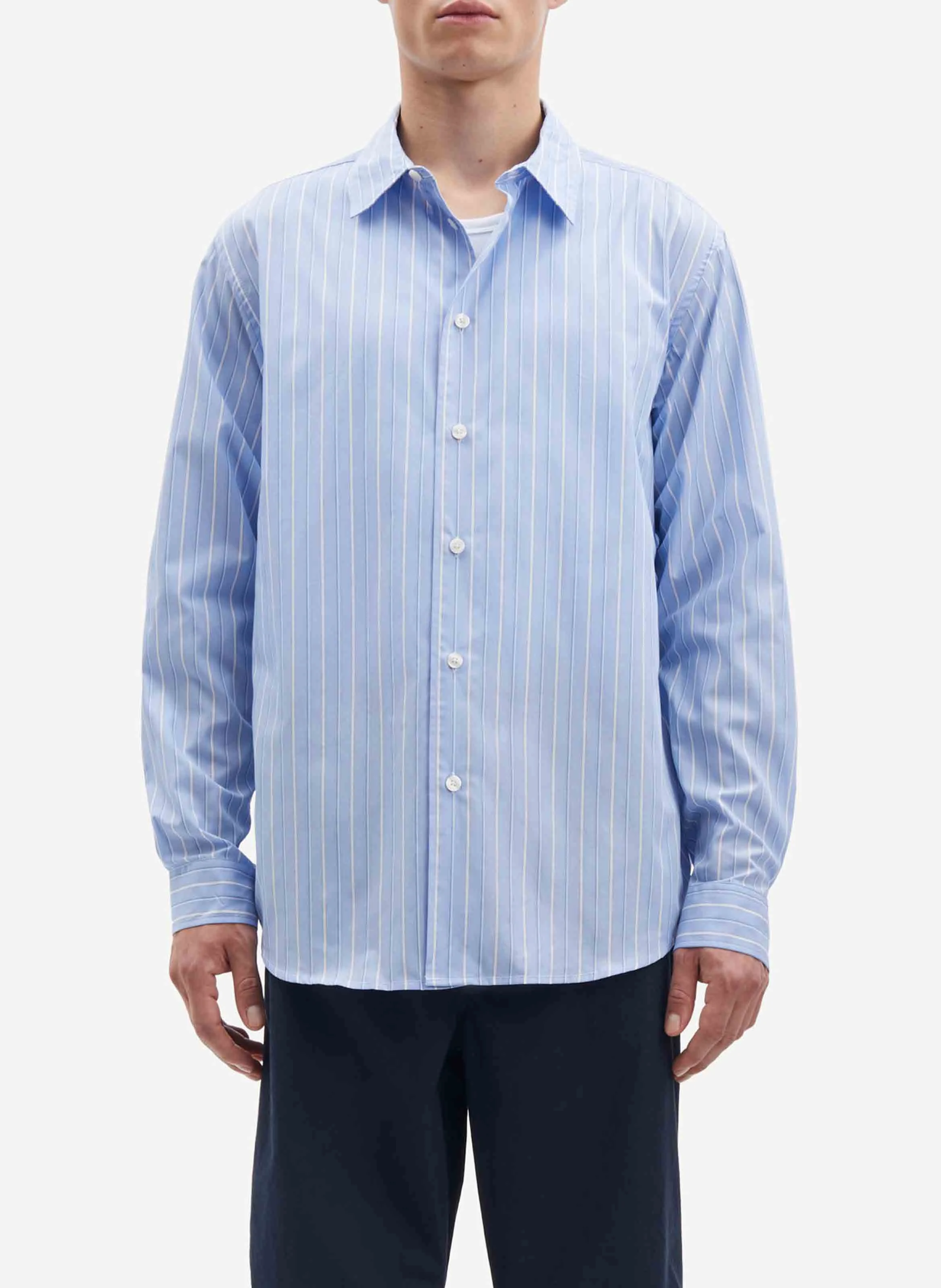 SADAMON X - Chemise ample col classique en coton bio | Bleu