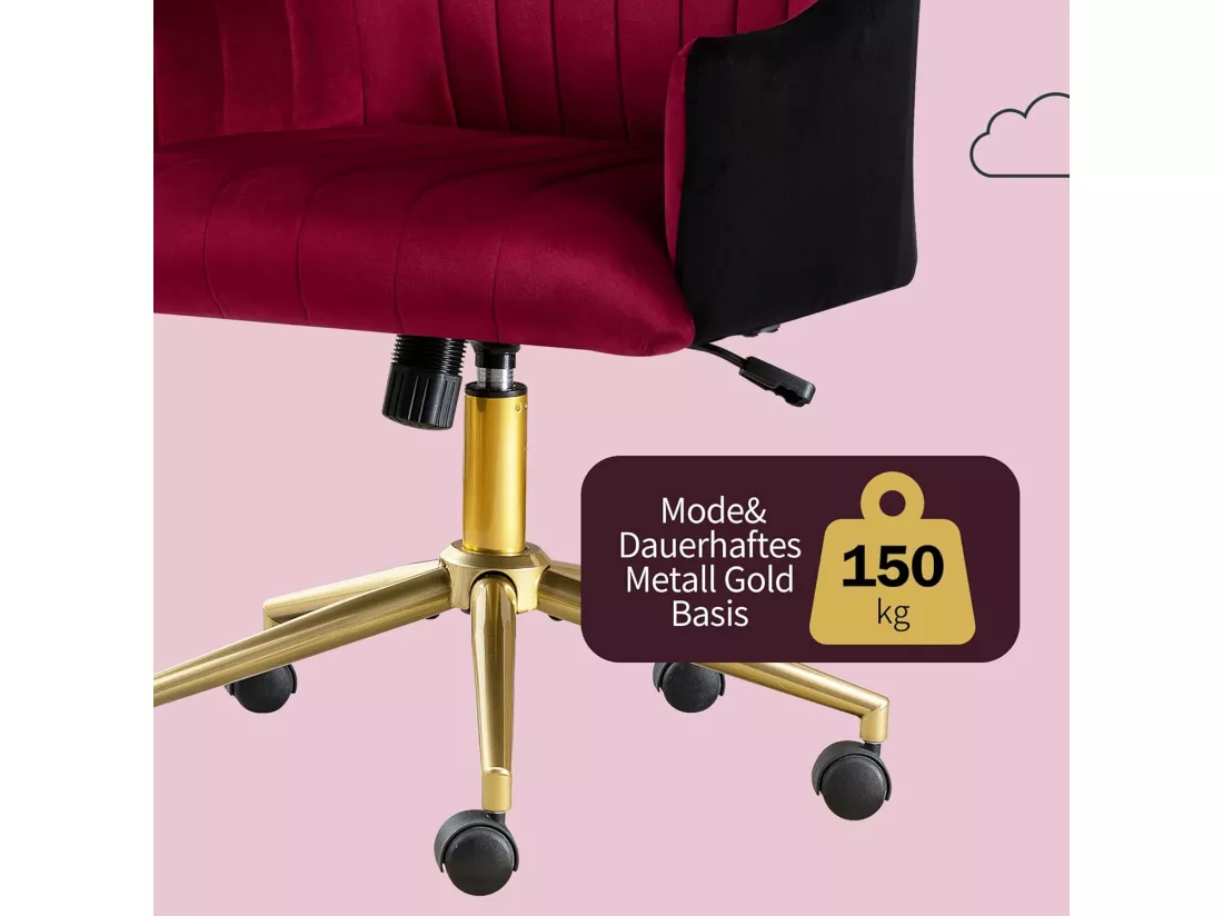 Fauteuil De Bureau Réglable En Hauteur, Chaise Pivotante En Velours