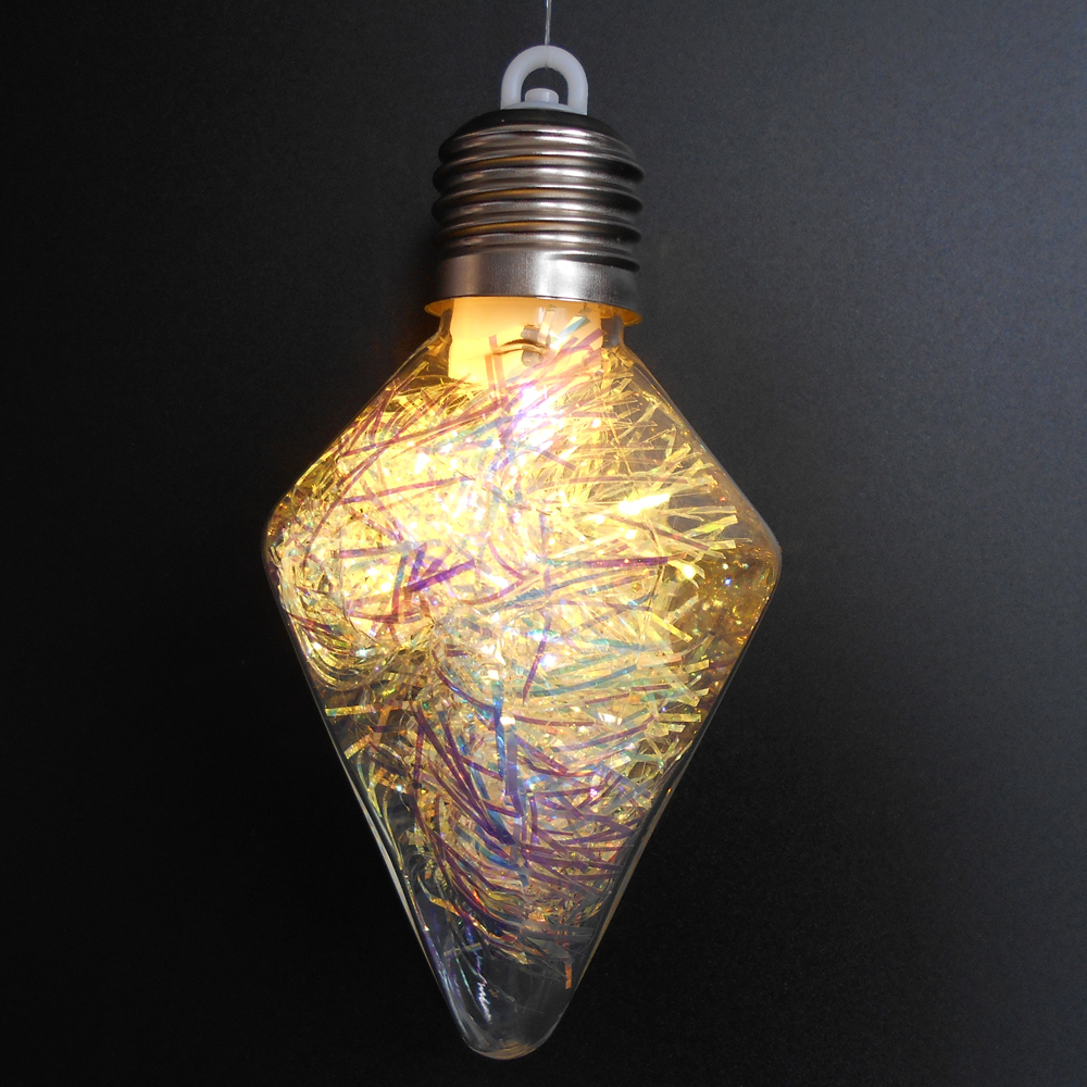(6er Set) LED Christbaum Schmuck Gefüllte Lametta Weihnachtskugeln Tannenbaum Home Deko (inkl. Batterien) - Warmweiss