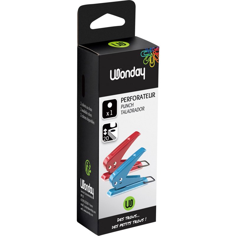 Perforateur de bureau 1 trou Wonday - Capacité 20 feuilles