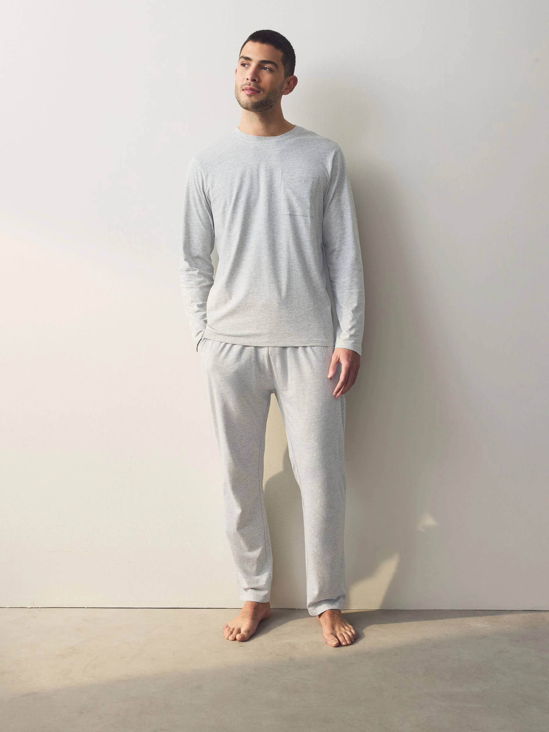 Marineblauw/grijs - Jersey pyjamaset met lange mouwen