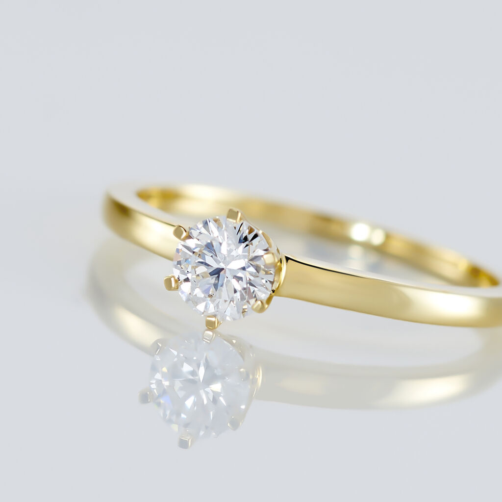 Bague Solitaire Natalia Or Jaune Diamant Synthetique