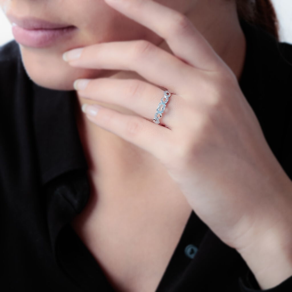 Bague Iliona Or Blanc Topaze Et Oxyde De Zirconium