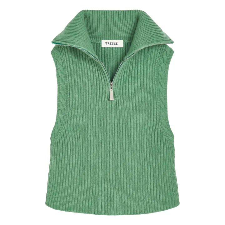 Tressé Pull Sans Manches Malou Laine Mérinos | Vert