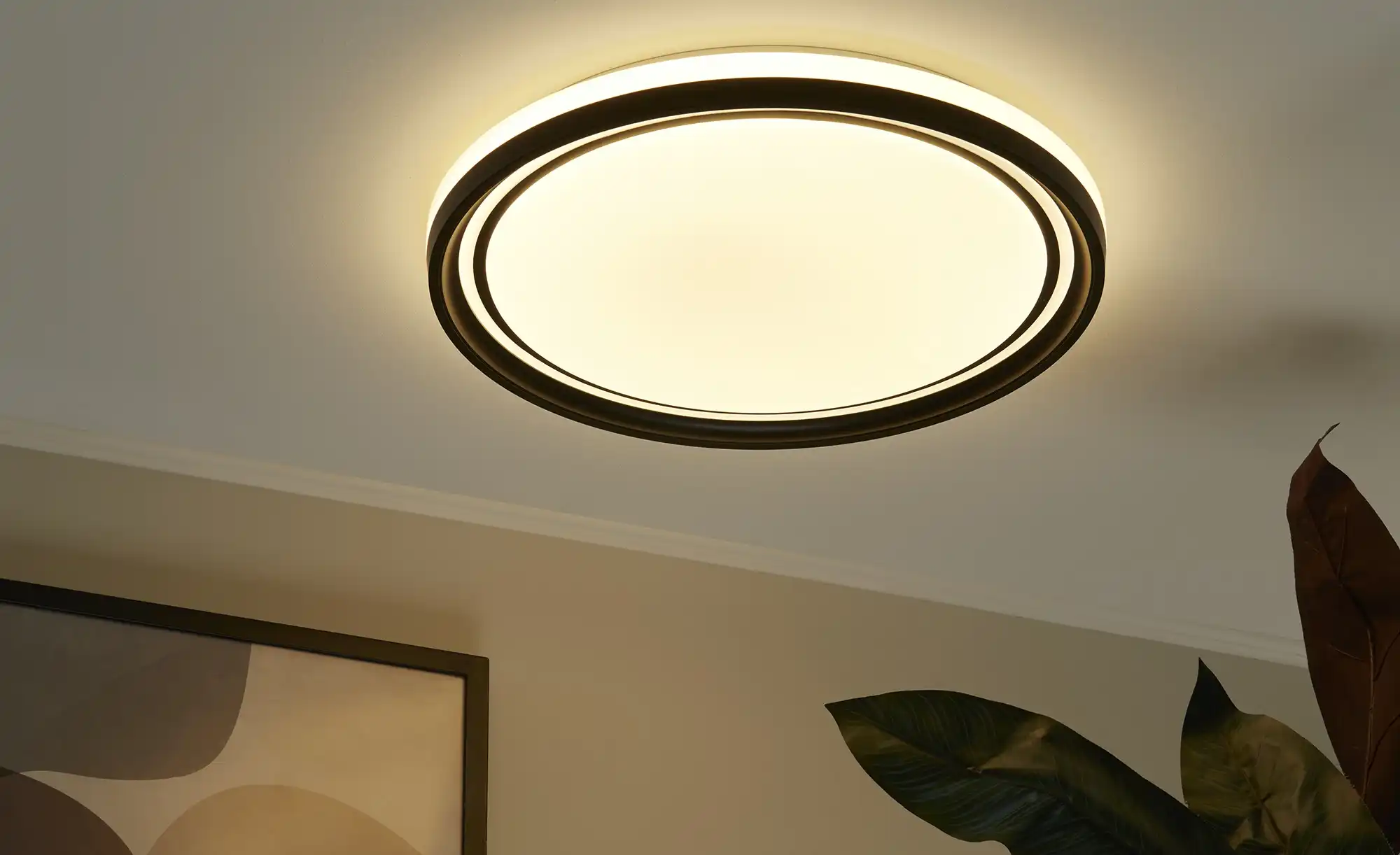 KHG LED-Deckenleuchte, schwarz mit Fernbedienung