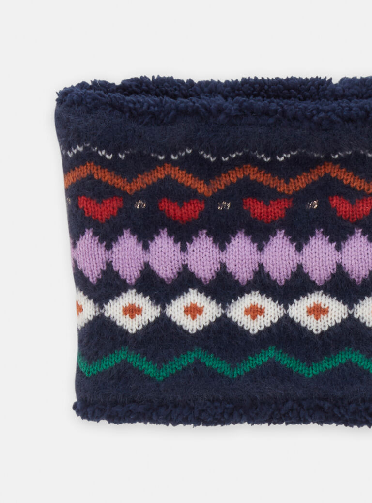 Snood marine à motif jacquard pour fille