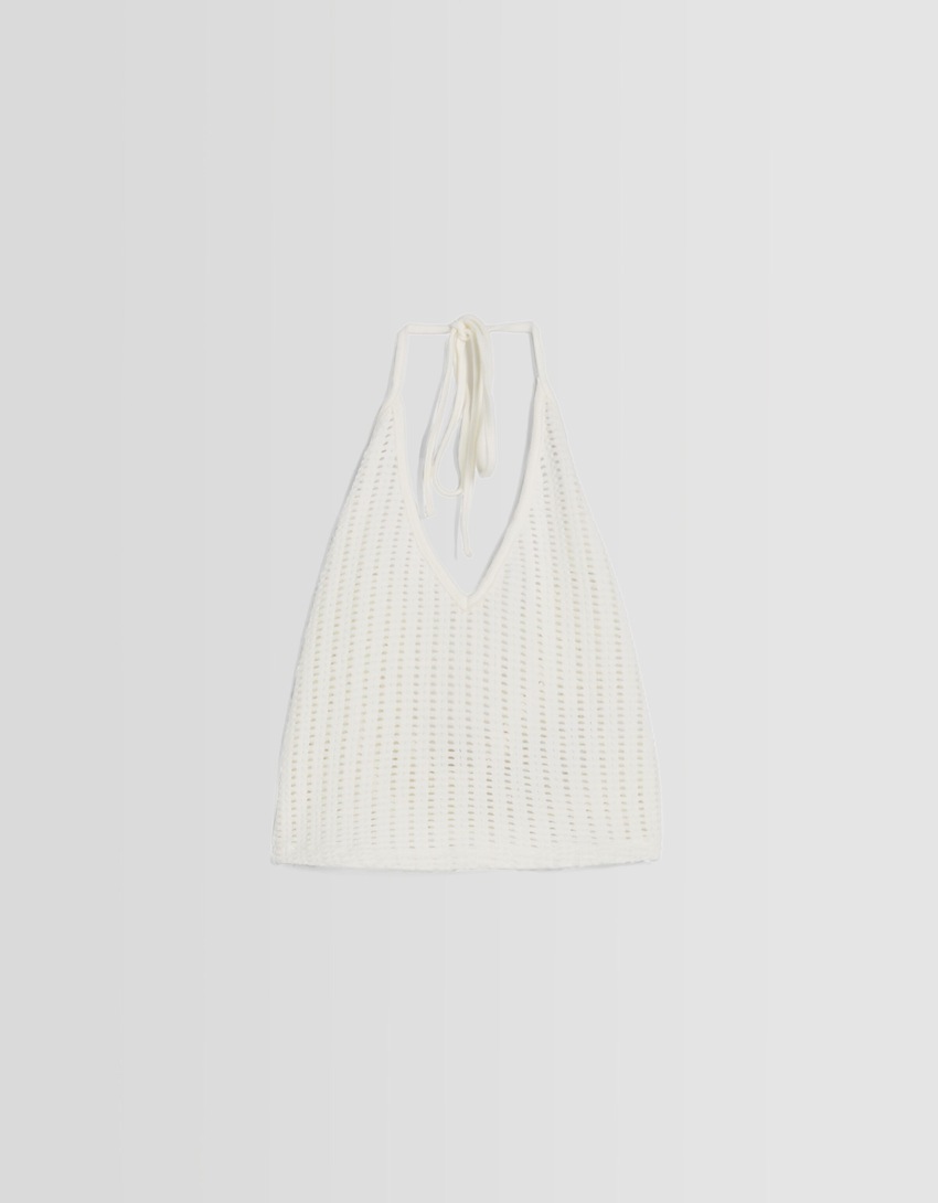Top de crochê estilo halter