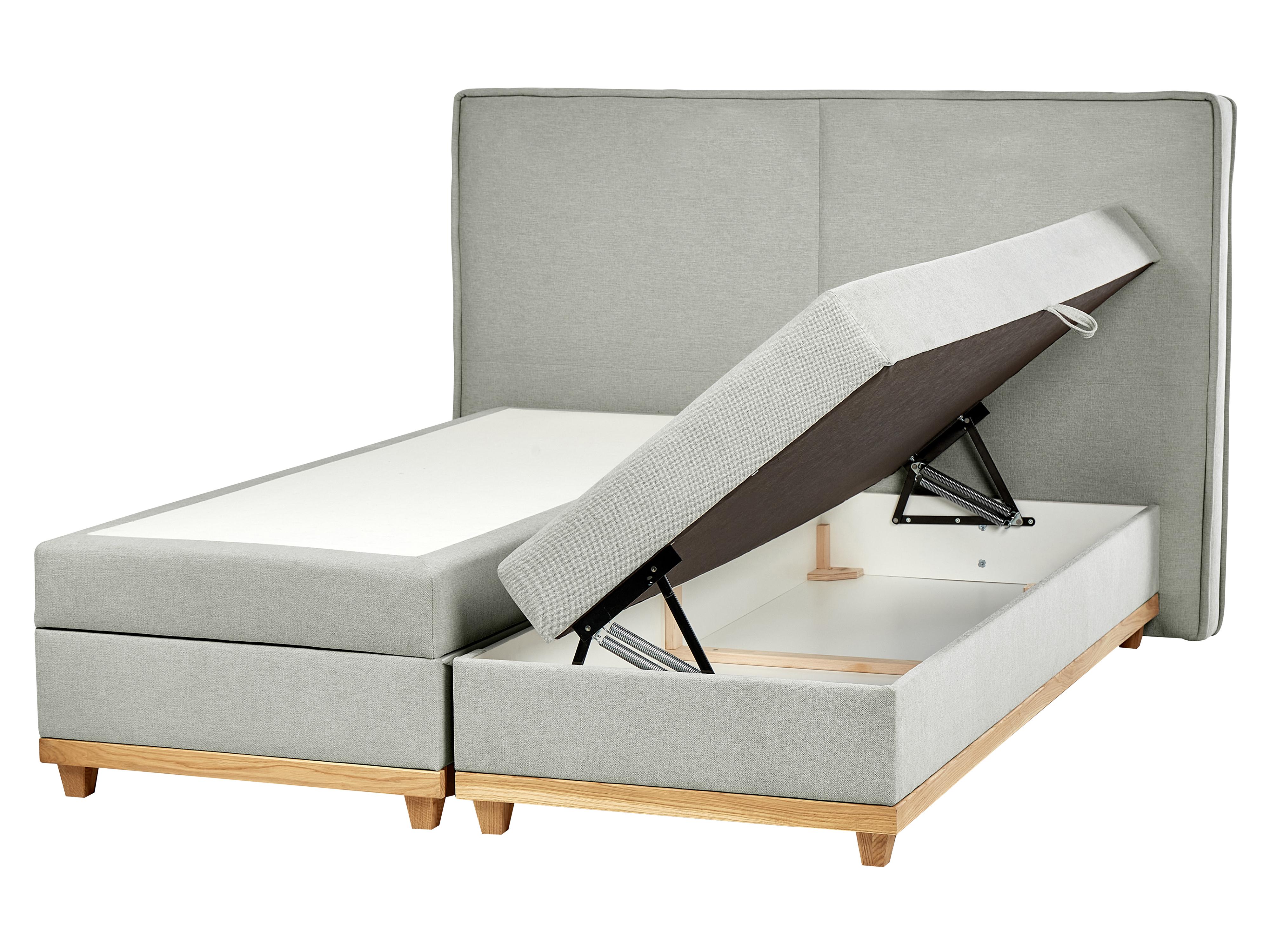 Boxspring met opbergruimte Stof DYNASTY 160 x 200 cm Lichtgrijs
