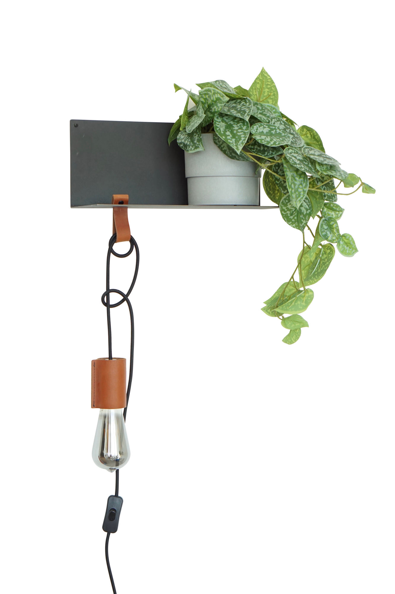 Stalen wandlamp-plankje - Kaki