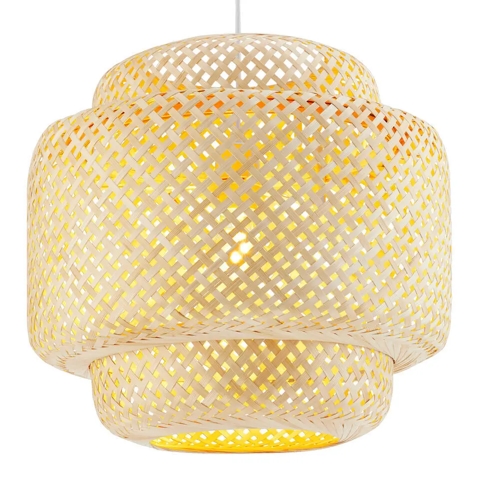 tectake Hanglamp Lignea Lux van bamboe, in boho-stijl, 40W, Bruin