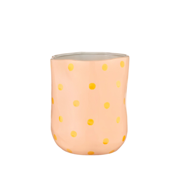 Vaas roze met oranje stippen