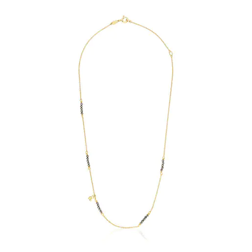 Colar com banho de ouro 18 kt sobre prata e pirita Bold Bear
